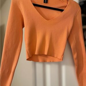 Sincerely Jules Orange Ribbed Crop Top